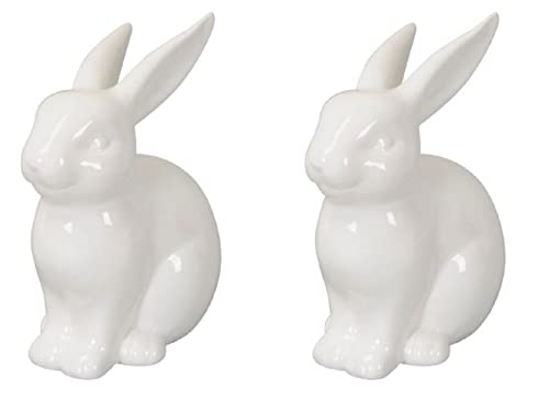 putziger Osterhase als Tischdeko Porzellan weiß glänzend Preis für 2 Stück von Posiwio