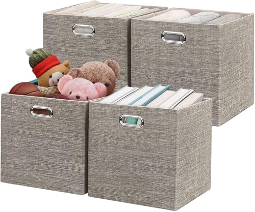 Posprica Faltbare Aufbewahrungsbox 6er-Set, Faltbox Organizer, Regalkorb，Spielzeug Kiste(28 x 28 x 28 cm) 4er-Set,Kaffee von Posprica