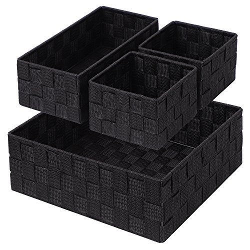 Posprica Schublade Organizer, Handgewebt Aufbewahrungsboxen Closet Trennwand für Schreibtisch, Kommode, Schubladen, Schränke,Cosmatic Organisation, 4er-Set von Posprica