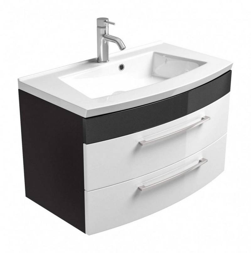 Posseik Möbel Waschtisch-Set Waschplatz Rima mit runder Front 100 cm Unterschrank - anthrazit weiß von Posseik Möbel