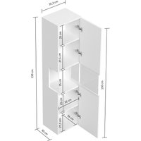 Badezimmer Hochschrank 150cm  Softclose Wandmontage Glaselement weiß Hgl von Posseik