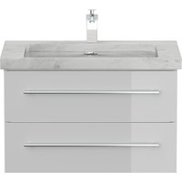Badmöbel Marmor Carrara White YAMO 75 cm 1 Hahnloch SoftClose weiß hochglanz von Posseik
