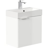 POSSEIK Waschbecken mit Unterschrank CUBI SLIMLINE weiß glanz 50,0 x 31,8 x 56,3 cm von Posseik