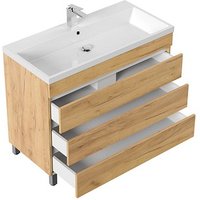 POSSEIK Waschbecken mit Unterschrank FELLINI 100 eiche gold 100,0 x 48,0 x 83,5 cm POSSEIK Waschbecken mit Unterschrank FELLINI 100 eiche gold 100,0 x 48,0 x 83,5 cm von Posseik