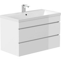 POSSEIK Waschbecken mit Unterschrank FELLINI 90 weiß glanz 90,0 x 48,0 x 58,4 cm von Posseik
