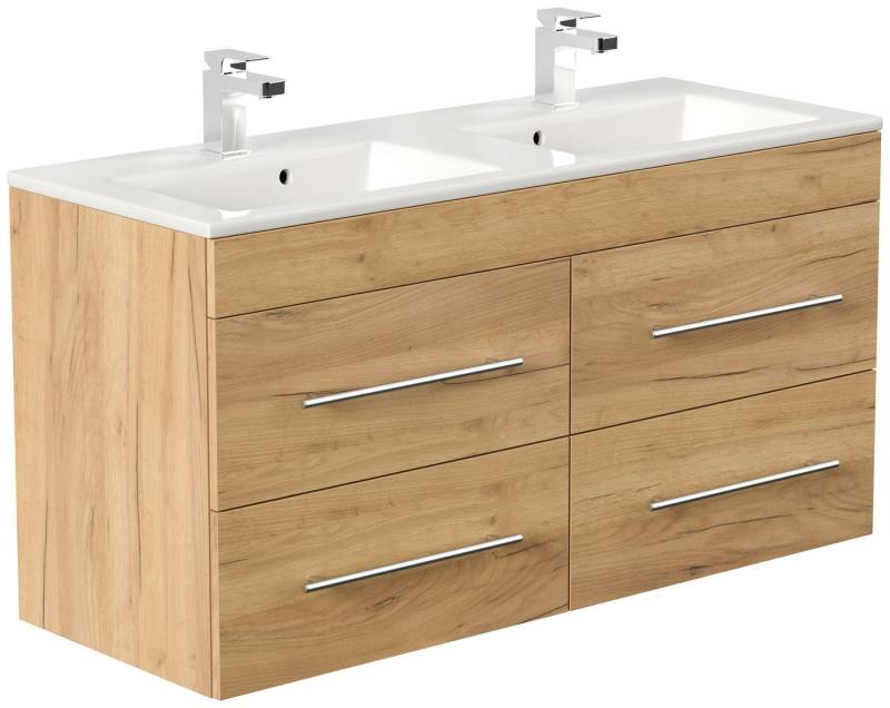 Posseik Badmöbel-Set Badmöbel Doppel-Waschplatz "Homeline 120" Eiche Gold von Posseik