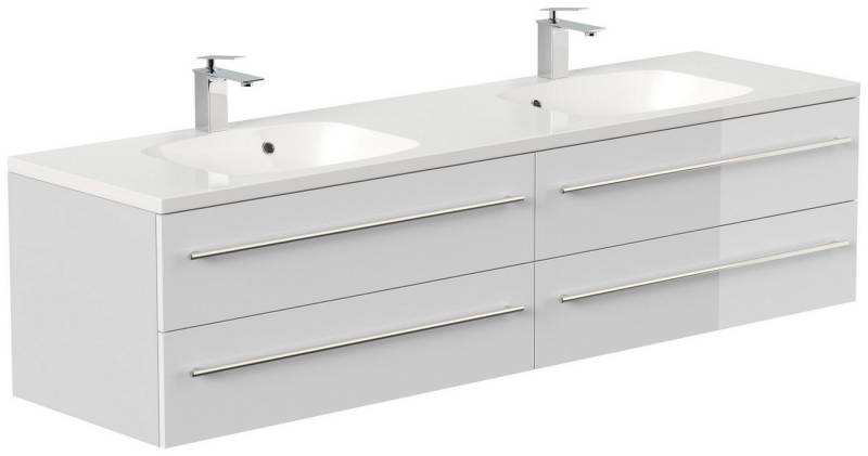 Posseik Badmöbel-Set Badmöbel Waschplatz "Geant 180 cm" weiß Hochglanz von Posseik