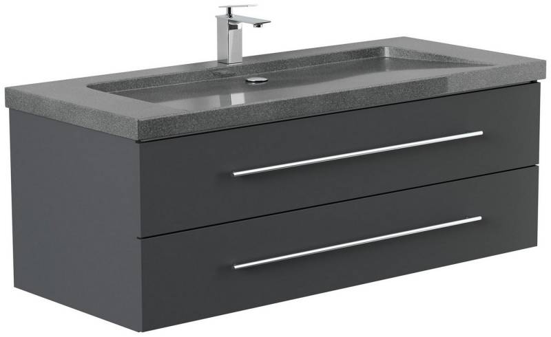 Posseik Badmöbel-Set Badmöbel Waschplatz Granit G654 "YAMO 130" grafit von Posseik