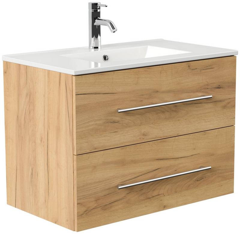 Posseik Badmöbel-Set Badmöbel Waschplatz "Homeline 80" Eiche Gold von Posseik