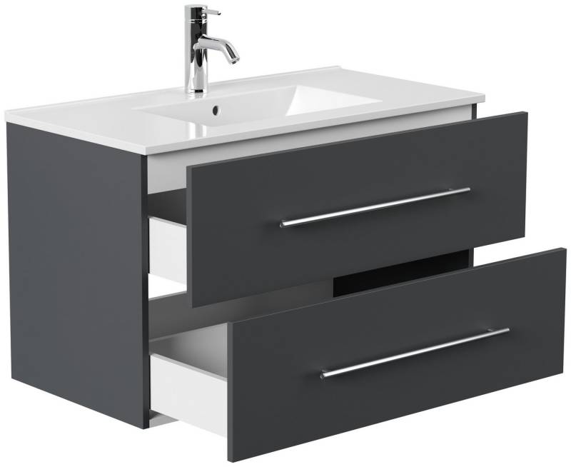 Posseik Badmöbel-Set Badmöbel Waschplatz "Homeline 90" Grafit von Posseik