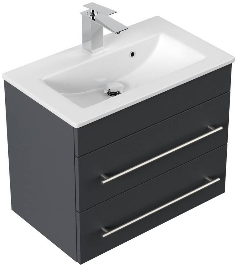 Posseik Badmöbel-Set Badmöbel Waschplatz "Portus 600 SlimLine" 60 cm Grafit von Posseik