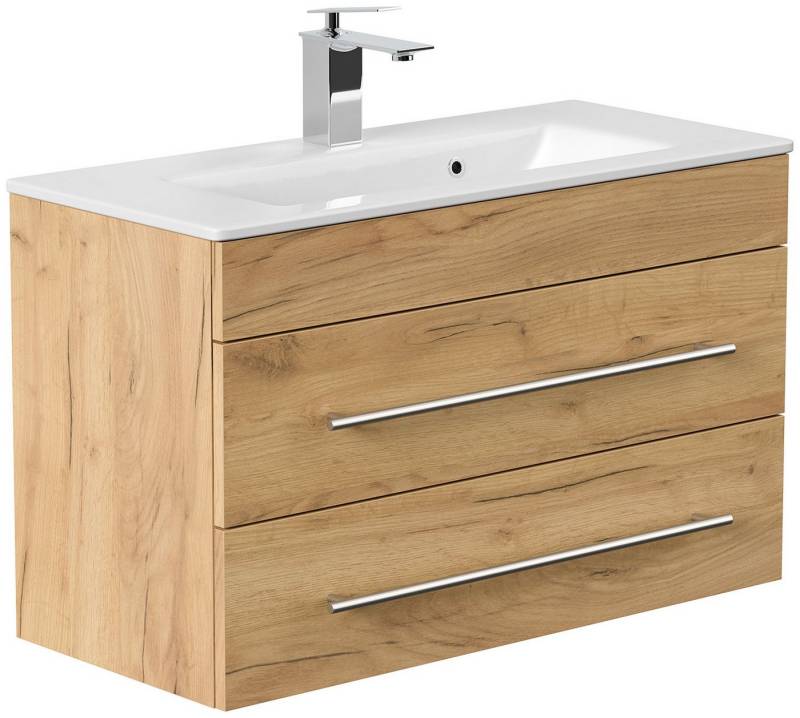 Posseik Badmöbel-Set Badmöbel Waschplatz "Portus 800 SlimLine" 80 cm Eiche Gold von Posseik