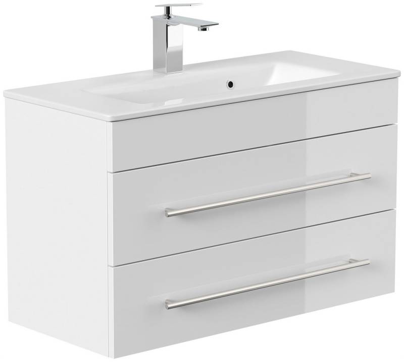 Posseik Badmöbel-Set Badmöbel Waschplatz "Portus 800 SlimLine" 80 cm weiß Hochglanz von Posseik