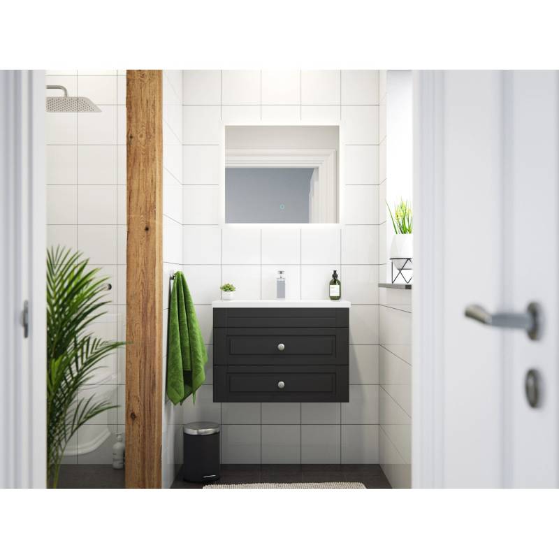 Posseik Badmöbel-Set Carpo SlimLine HxB: 51 x 70 cm mit LED-Spiegel Anthrazit von Posseik