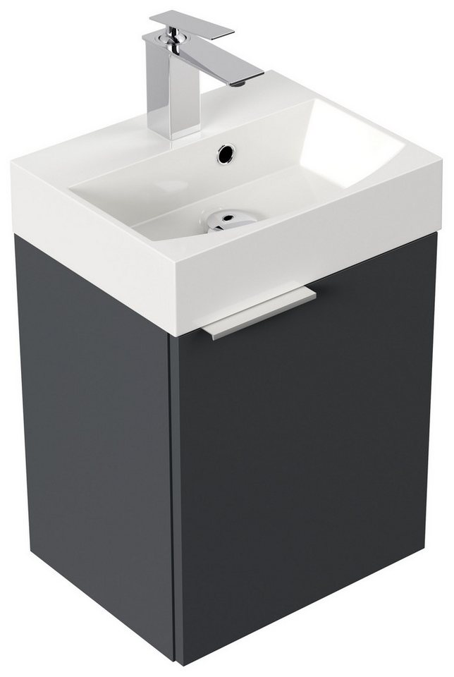 Posseik Badmöbel-Set Gäste WC Raumspar-Waschplatz "Cubi 40 cm" grafit von Posseik
