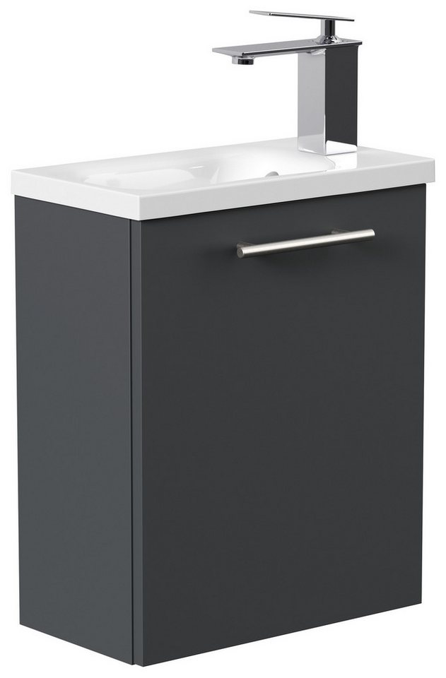 Posseik Badmöbel-Set Gäste WC Raumspar-Waschplatz "Pieni 40 cm" Grafit von Posseik