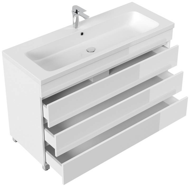 Posseik Badmöbel-Set Stand-Badmöbel Waschplatz "Fellini 120" weiß Hochglanz von Posseik