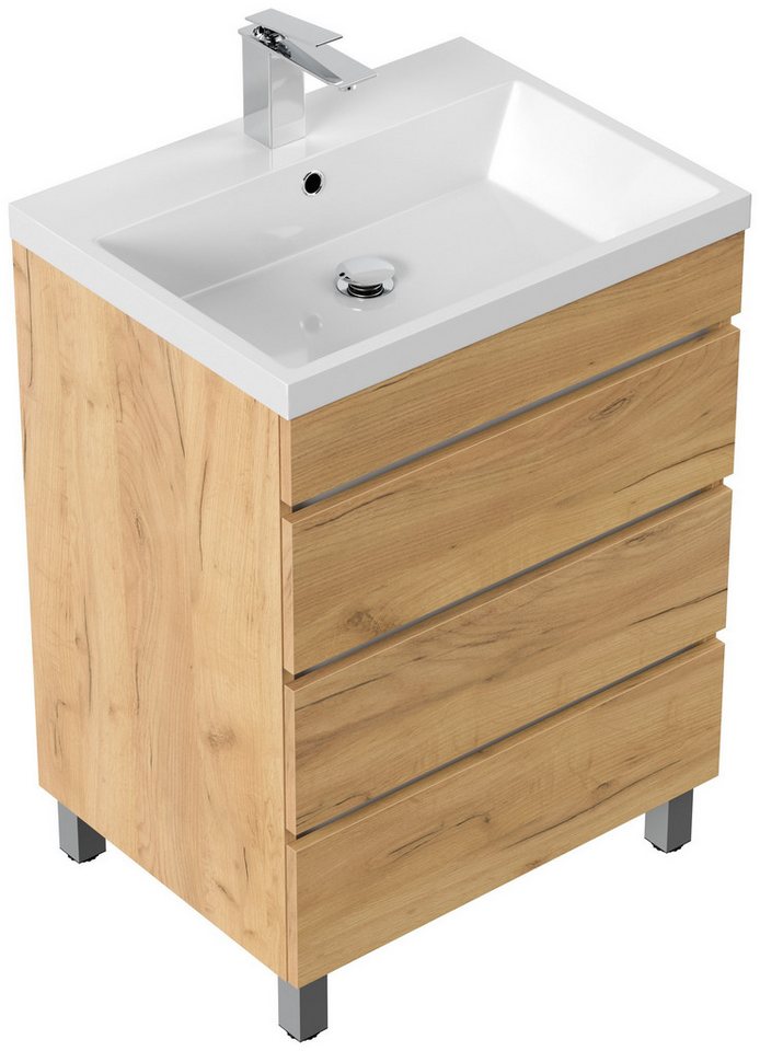 Posseik Badmöbel-Set Stand-Badmöbel Waschplatz "Fellini 70" Eiche Gold von Posseik