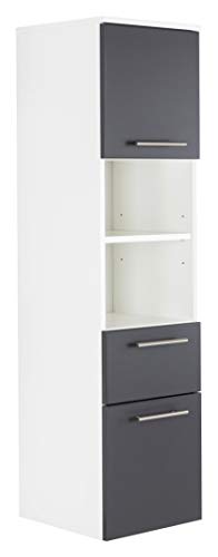 Posseik Badmöbelserie VIVA Hochschrank 135 Anthrazit + Weiß, 2 Türen + 1 Schubkasten Badschrank von Posseik