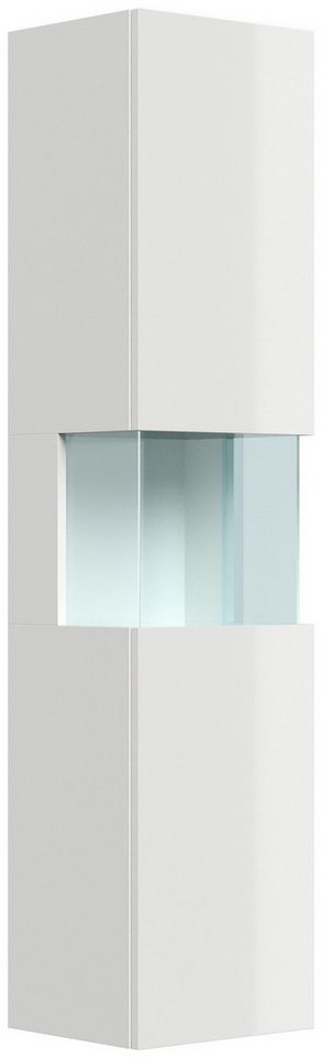 Posseik Hochschrank Badezimmer Hochschrank "Limes 150cm" Glaselement Weiß Hochglanz von Posseik