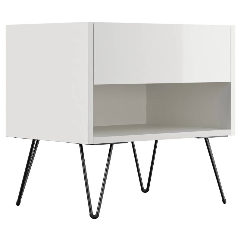 Posseik Nachttisch-Set Industrial B Stehend 50 cm Weiß 2-teilig von Posseik