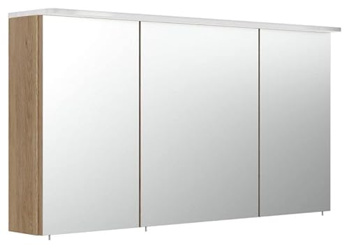 Posseik PSPS120CM2000214DE Spiegelschrank, 120 cm, mit Design-Acryllampe und Ablagen aus Glas, helle Eiche, 120 x 62 x 17 cm von Posseik