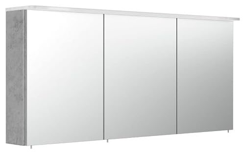 Posseik PSPS140CM2000216DE Spiegelschrank mit Acrylleuchte und Einlegeböden aus Betonglas, 140 cm x 62 cm x 17 cm von Posseik