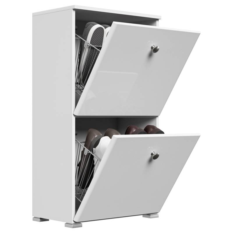 Posseik Schuhschrank Charme für 8 Paar Schuhe 52 cm x 96 cm Weiß-Weiß Hgl. von Posseik