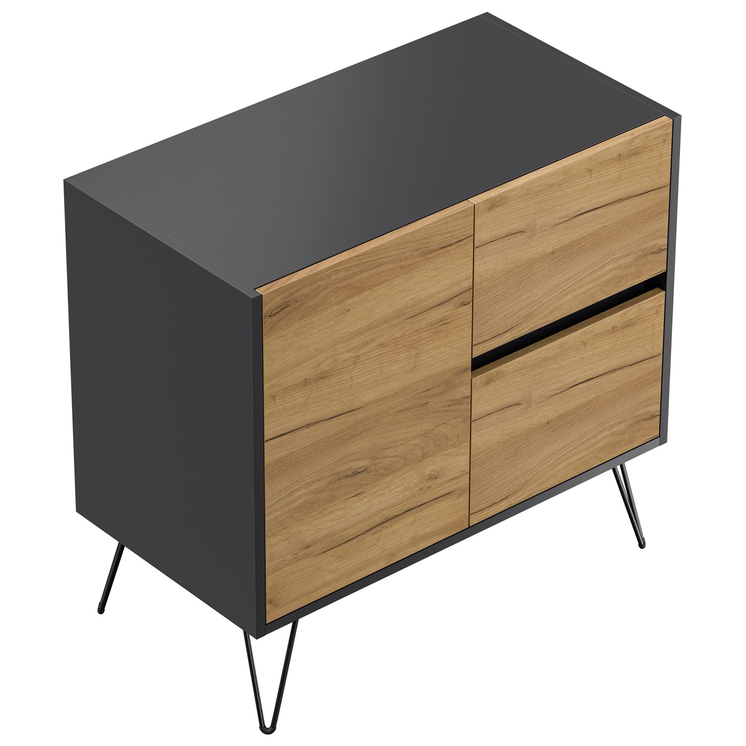 Posseik Sideboard Industrial C 2 Schubladen 1 Tür 80 cm Grafit Eiche Front Posseik Sideboard Industrial C 2 Schubladen 1 Tür 80 cm Grafit Eiche Front von Posseik