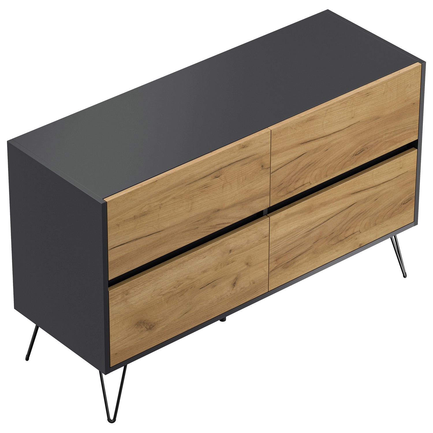 Posseik Sideboard Industrial E 4 Schubladen 120 cm Grafit Eiche Front Posseik Sideboard Industrial E 4 Schubladen 120 cm Grafit Eiche Front von Posseik