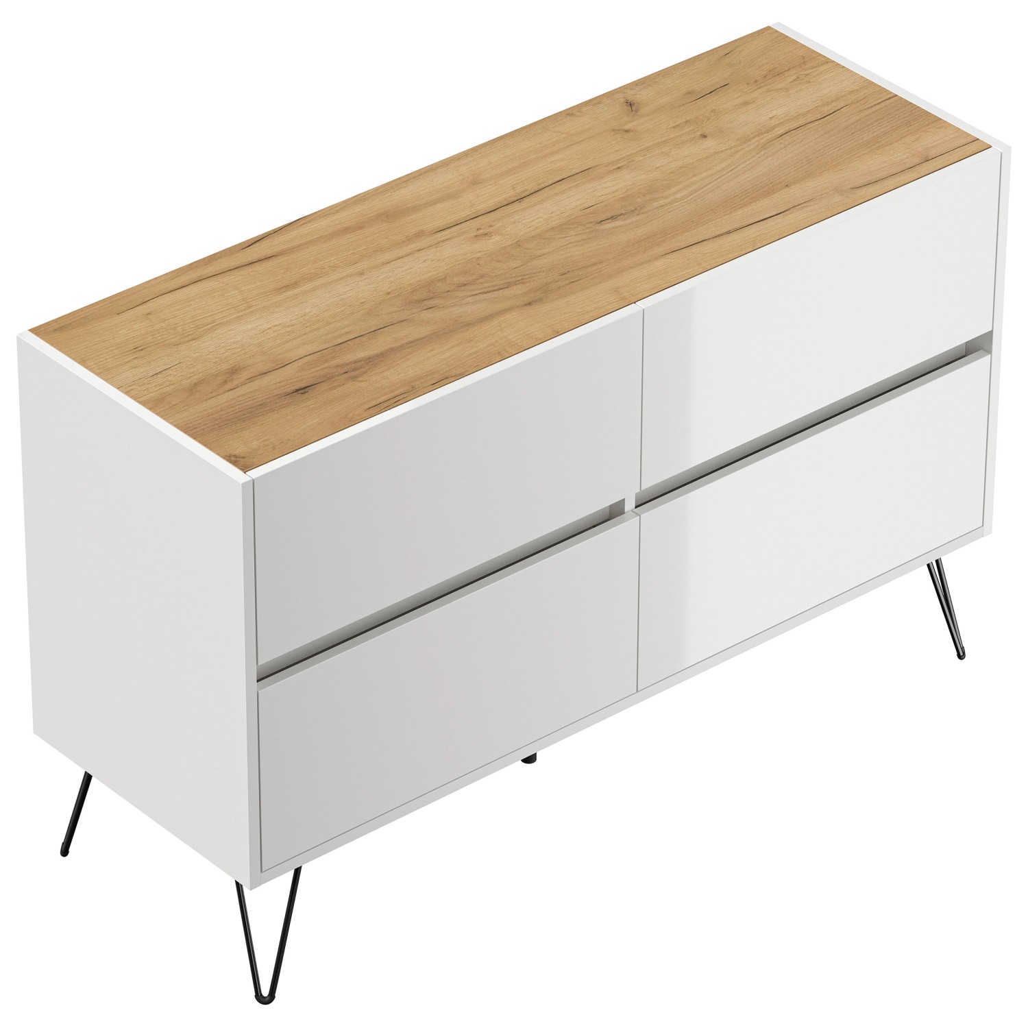 Posseik Sideboard Industrial E 4 Schubladen 120 cm Weiß Eiche Top Posseik Sideboard Industrial E 4 Schubladen 120 cm Weiß Eiche Top von Posseik