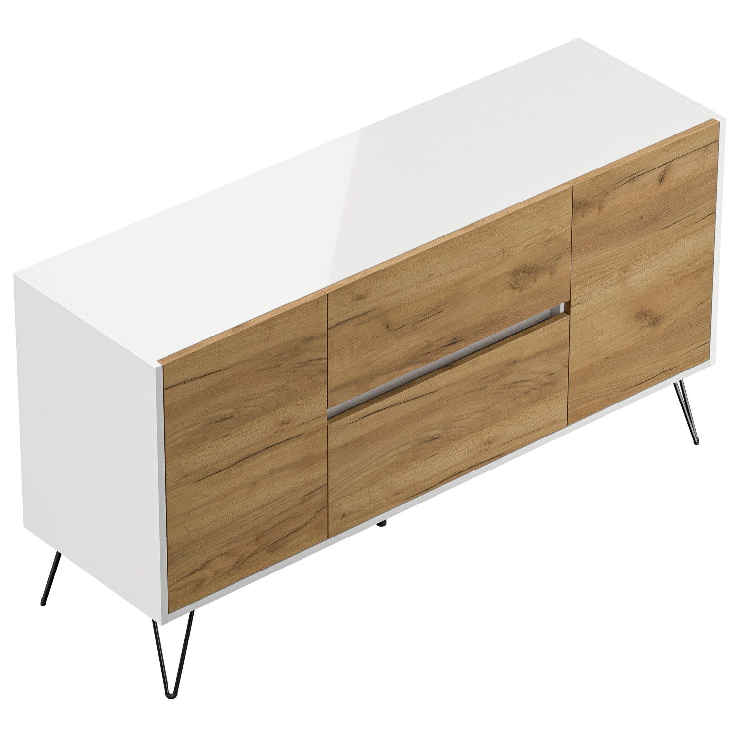Posseik Sideboard Industrial F 2 Schubladen 2 Türen 140 cm Weiß Eiche Front Posseik Sideboard Industrial F 2 Schubladen 2 Türen 140 cm Weiß Eiche Front von Posseik