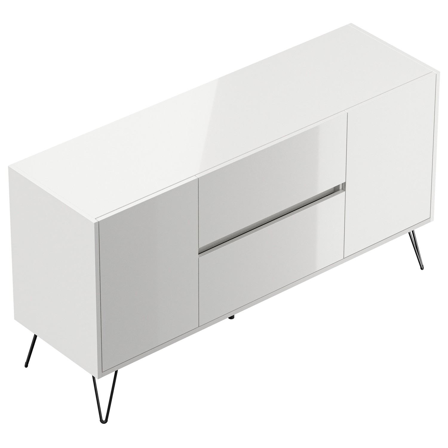 Posseik Sideboard Industrial F 2 Schubladen 2 Türen 140 cm Weiß Hochglanz Posseik Sideboard Industrial F 2 Schubladen 2 Türen 140 cm Weiß Hochglanz von Posseik