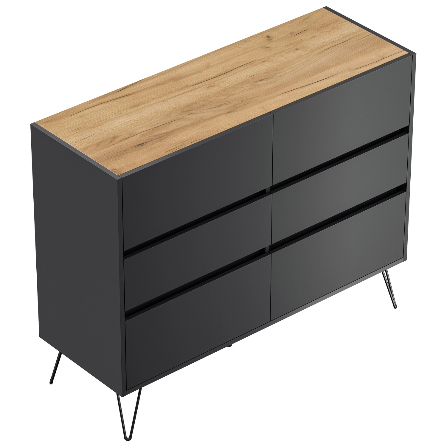 Posseik Sideboard Industrial M 6 Schubladen 120 cm Grafit Eiche Top Posseik Sideboard Industrial M 6 Schubladen 120 cm Grafit Eiche Top von Posseik