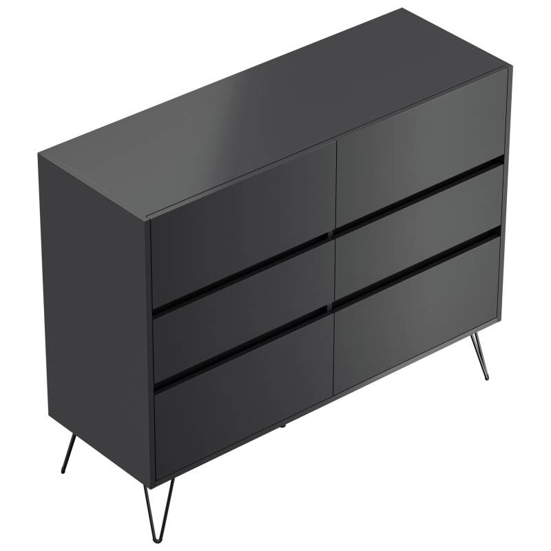 Posseik Sideboard Industrial M 6 Schubladen 120 cm Grafit von Posseik