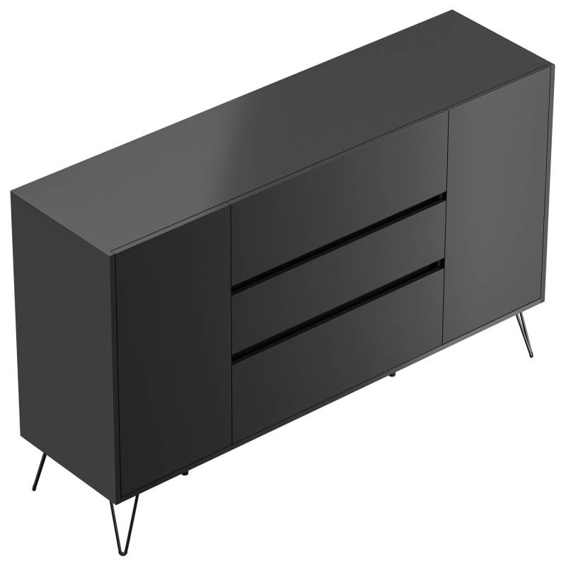 Posseik Sideboard Industrial O 3 Schubladen 2 Türen 155 cm Grafit von Posseik