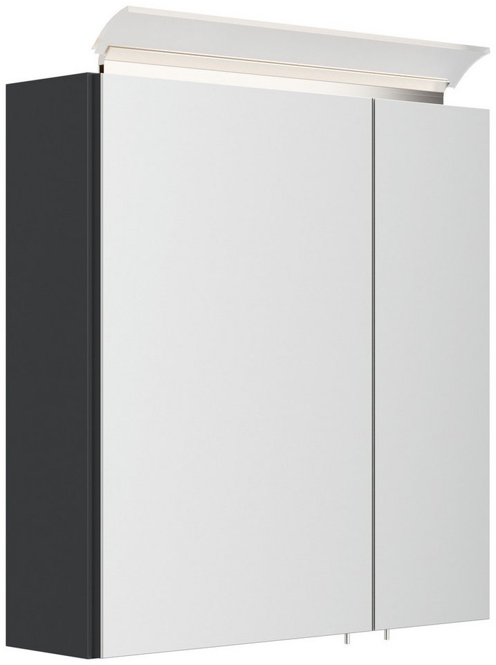 Posseik Spiegelschrank Badezimmer Spiegelschrank 2-türig LED-Lampe 60 cm Grafit von Posseik