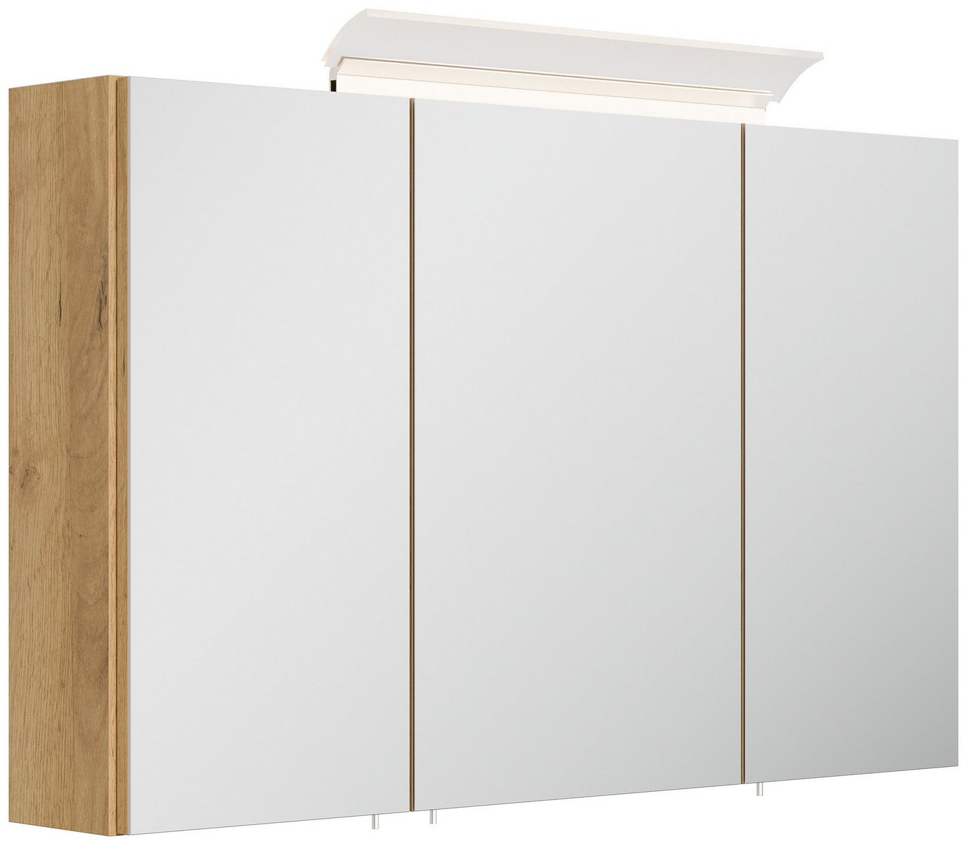 Posseik Spiegelschrank Badezimmer Spiegelschrank 3-türig LED-Acryllampe 120 cm Eiche Gold von Posseik