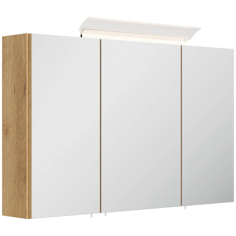 Posseik Spiegelschrank inkl. Design LED-Lampe u. Glasböden 120 cm Eiche Gold von Posseik