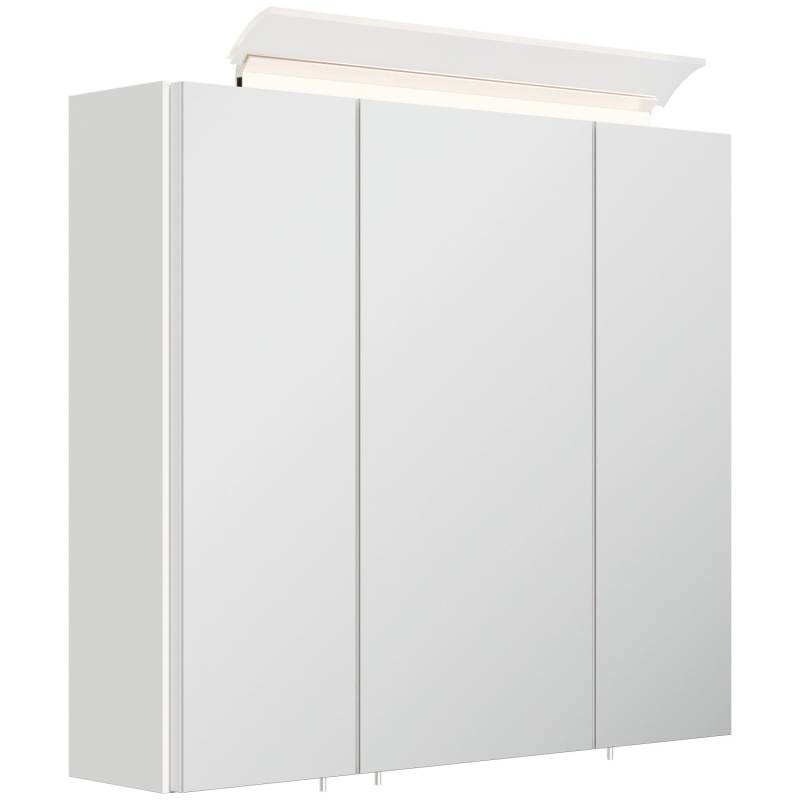 Posseik Spiegelschrank inkl. Design LED-Lampe u. Glasböden 70 cm Weiß Hochglanz von Posseik