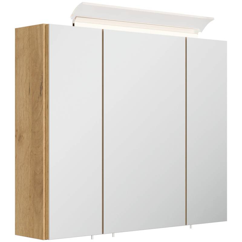 Posseik Spiegelschrank inkl. Design LED-Lampe u. Glasböden 75 cm Eiche Gold von Posseik