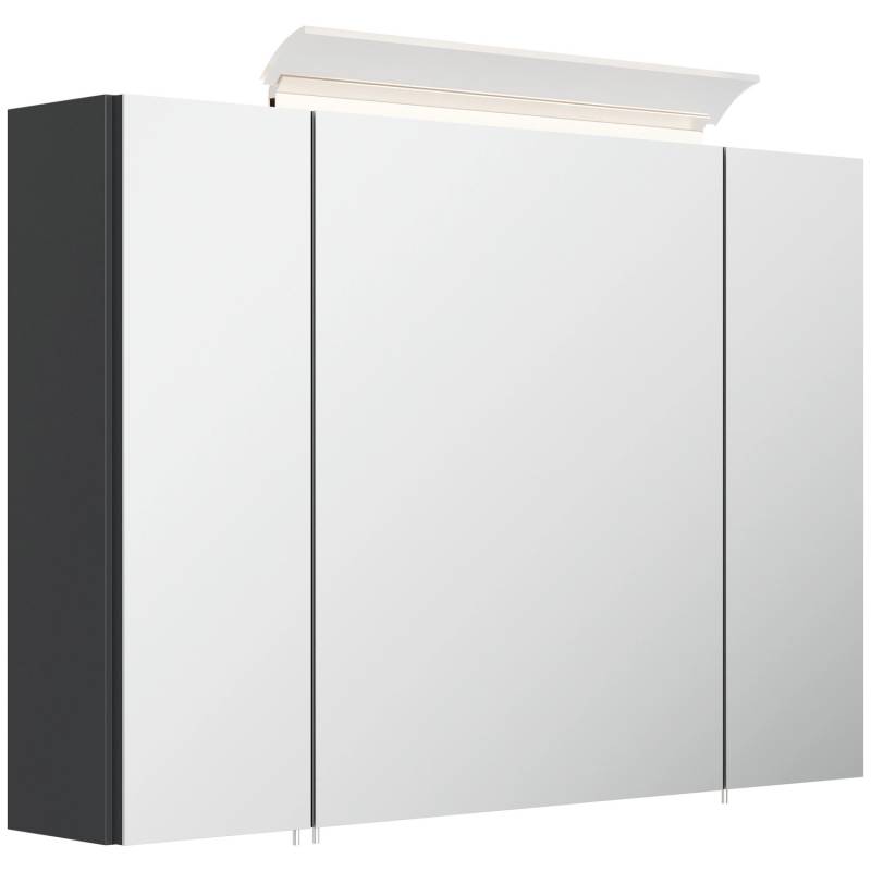 Posseik Spiegelschrank inkl. Design LED-Lampe u. Glasböden 90 cm Grafit von Posseik