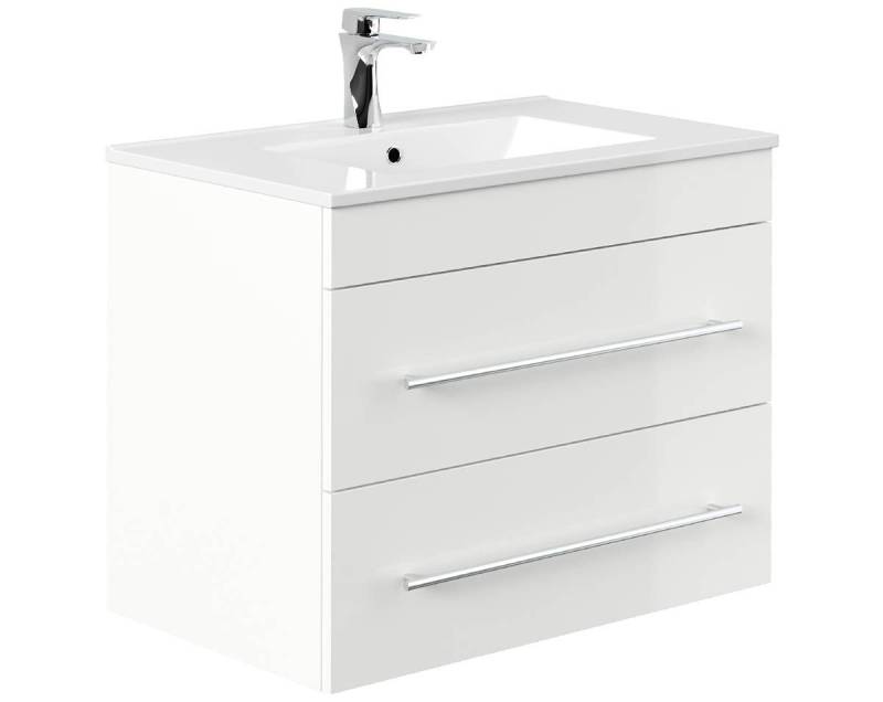 Posseik Waschtisch-Set Badmöbel Waschtisch KlassikX 75cm, inkl. Waschbecken, weiß hochglanz, (Badmöbel Set, 1-St., Waschtisch Set) von Posseik