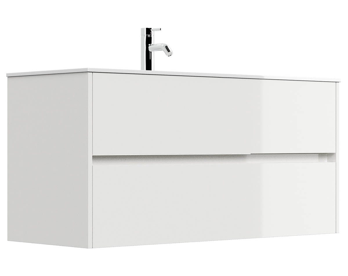 Posseik Waschtisch-Set Badmöbel Waschtisch LIMES 120cm, inkl. Waschbecken, weiß hochglanz, (Badmöbel Set, 1-St., Waschtisch Set) von Posseik