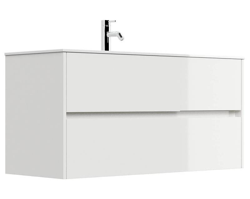 Posseik Waschtisch-Set Badmöbel Waschtisch LIMES 120cm, inkl. Waschbecken, weiß hochglanz, (Badmöbel Set, 1-St., Waschtisch Set) von Posseik