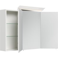 Spiegelschrank 100cm inkl. Design LED-Lampe und Glasböden weiss hochglanz von Posseik