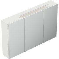 Spiegelschrank 120cm inkl. Design LED-Lampe und Glasböden weiss hochglanz von Posseik