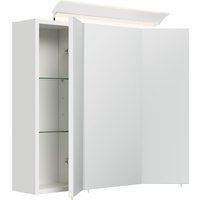 Spiegelschrank 70cm inkl. Design LED-Lampe und Glasböden weiss hochglanz von Posseik
