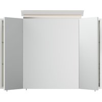 Spiegelschrank 90cm inkl. Design LED-Lampe und Glasböden weiss hochglanz von Posseik