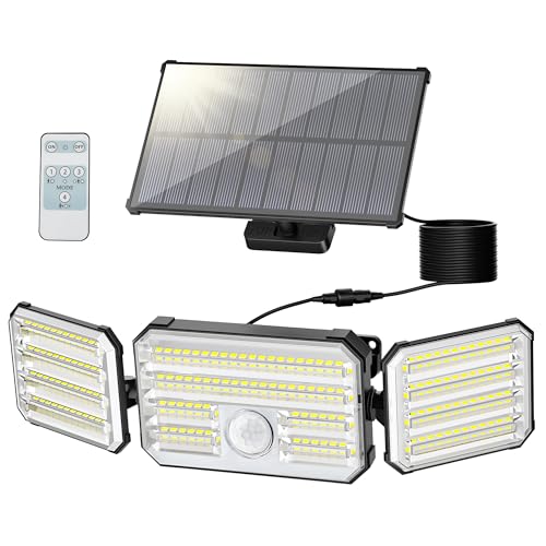 Solarlampen für Außen mit Bewegungsmelder, 160 LED Solarleuchten für Außen mit Alarmfunktion, 2000mAh 4 Modos IP67 Wasserdichte Solar Wandleuchte mit Fernbedienung für Garten, Garage - 1 Stück von Possily